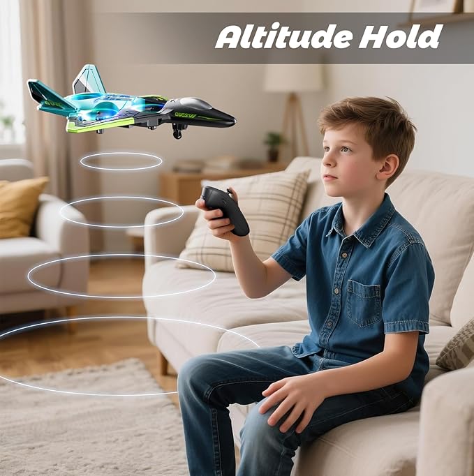 4DRC V31 Foam RC Planes Remote Control Airplanes for Kids Adults 8-16, Remote Control Planes Fighter Jet with Light, 360° Flip Fighter Jet Toy, Gravity Sensing, Stunt Roll, Gifts for Kids Boys
