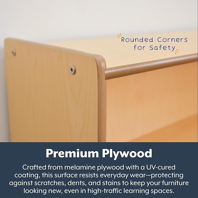 Angeles Value Line Toddler Storage with Mirror Back, Classroom Shelves and Daycare Furniture, Kids' Bookcases Cabinets & Shelves, 48" L x 15" W x 17" H