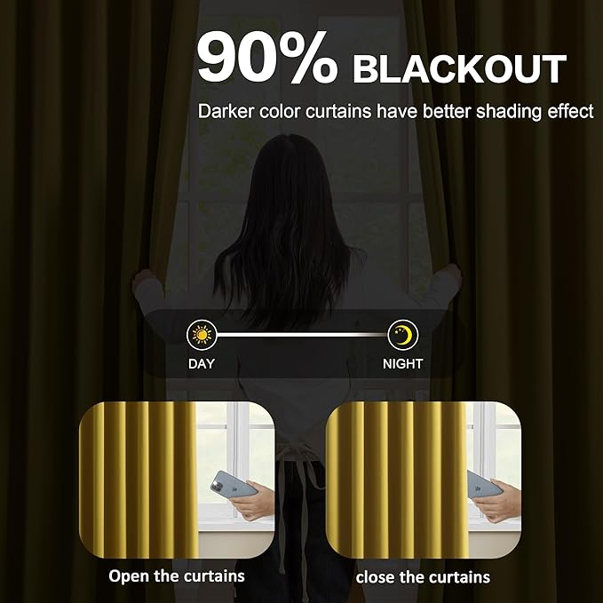 KEQIAOSUOCAI Yellow Pinch Pleated Curtains 84 Inch Length 2 Panels Set Noise Cancelling Window Drapes for Nursery Bedroom Living Room 40x84