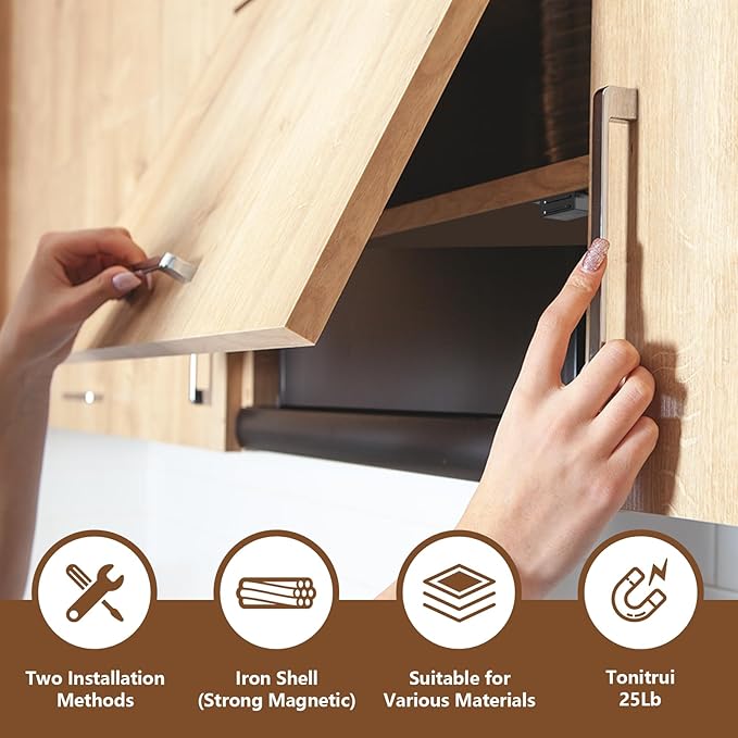 Cabinet Door Magnet, Flat Bottom Cabinet Magnetic Catch with Adhesive, Easy to Install,Only Takes 1 Minute,35lb Magnetic Cabinet Door Drawer Latch(Black, 12Pack)
