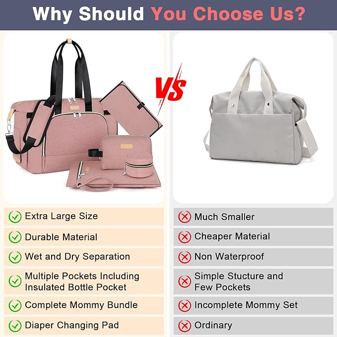 ITIEZY Diaper Bag Tote for Baby - Large Mommy Bag with Portable Changing Pad Pacifier Case, Hospital Bags Travel Baby Bag