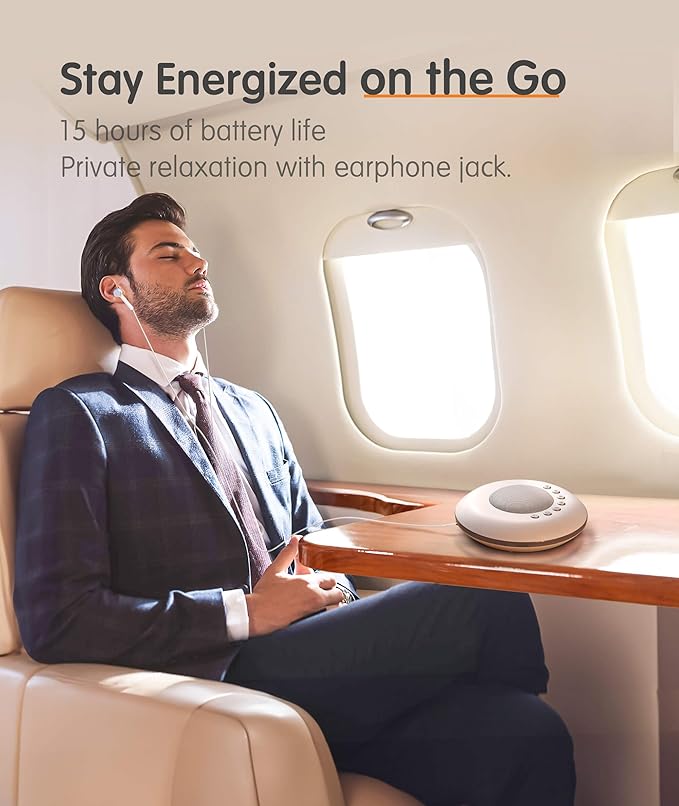 FamiSym White Noise Sound Machine,28 Soothing Natural Sounds 32 Level Volume 3 Timer Memory Function,Rechargeable Battery,Sleep Sound Machine for Baby Kids Adults