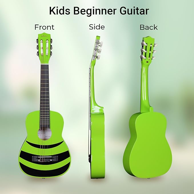 ADM Beginner Acoustic Classical Guitar Nylon Strings Wooden Guitar Bundle Kit for Kid Boy Girl Student Youth Guitarra Online Lessons with Starter Accessories (30 Inch, Geen)