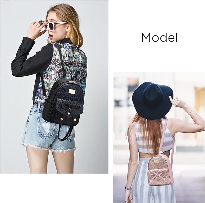 I IHAYNER Girls Bowknot Cute Leather Backpack Mini Backpack Purse for Women