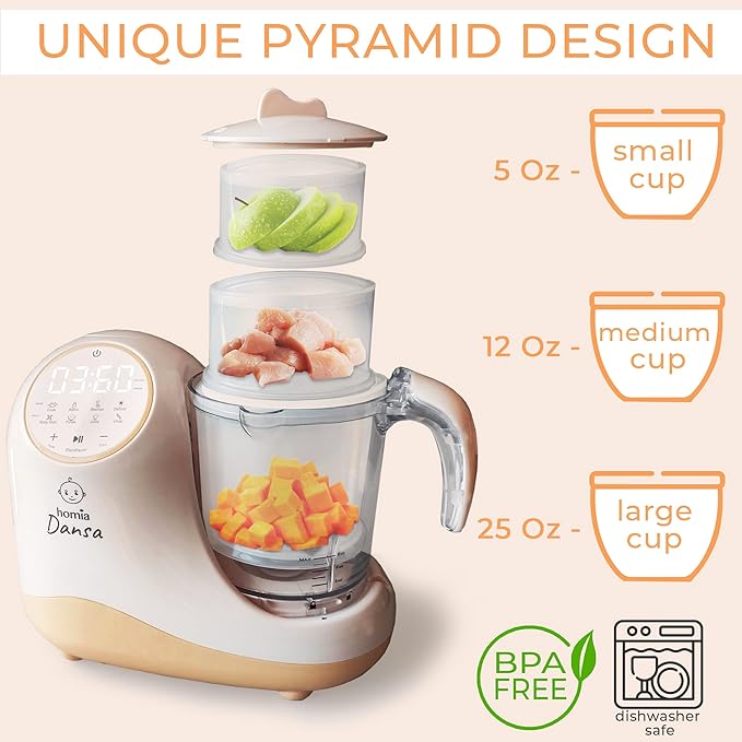 Baby Food Maker Chopper Grinder - Mills and Steamer 8 in 1 Processor for Toddlers - Steam, Blend, Chop, Disinfect, Clean, 20 Oz Tritan Stirring Cup, Touch Control Panel, Auto Shut-Off, 110V Only