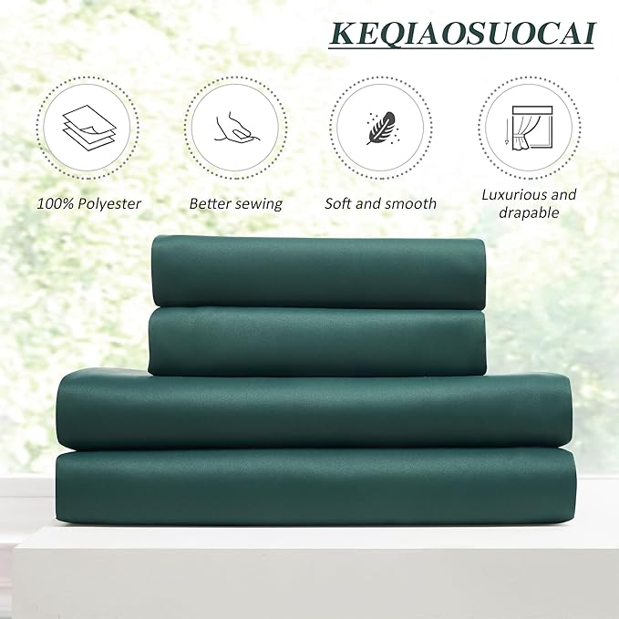 KEQIAOSUOCAI Emerald Hunter Green Curtains 102 Inches Long 2 Panels Set, Custom Viral Pleat Curtain with Hooks, Pinch Pleated Drapes for Living Room Bedroom,40 Wide x 102 Inch Lenth