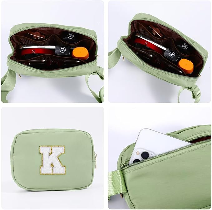 YOOLIFE Initial Belt Bag - Women's Fanny Pack Crossbody Bag in Green