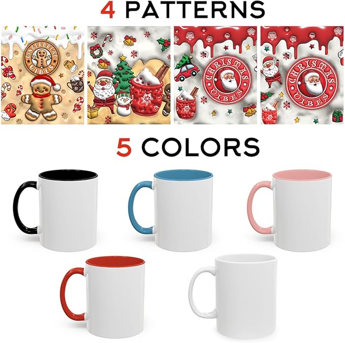 Personalized 3D Effect Christmas Mugs with Names, Gingerbread Man Coffee Mug, Custom Hot Cocoa Accent Mug Funny Christmas Gifts For Sister Friends Mom Dad Women Men 11 or 15 Oz