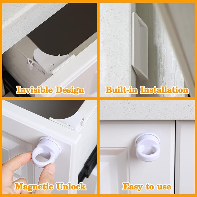 Kingdder 4 Sets Magnetic Cabinet Locks Keys Baby Proofing Child Safety Magnet Drawer Replacement Keys Universal Magnetic Key for Drawers and Cabinets (Locks Not Included)