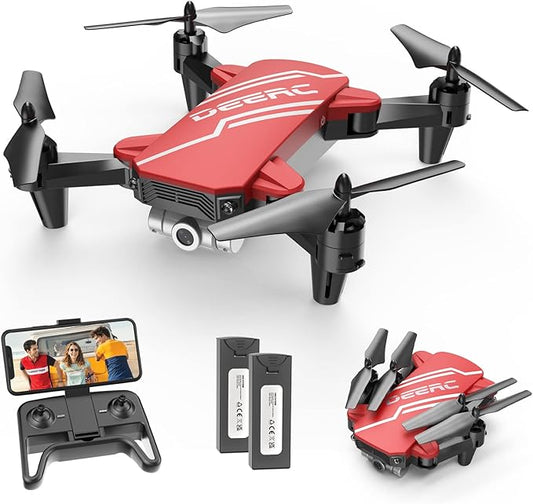 DEERC D20 Mini Drone for Kids with 720P HD FPV Camera Remote Control Toys Gifts for Boys Girls with Altitude Hold, Headless Mode, One Key Start Speed Adjustment, 3D Flips 2 Batteries, Red