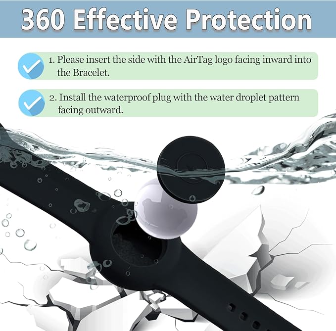 Waterproof Bracelet for AirTag Kids, Personalized Initial Letter Hidden Holder Compatible with Air Tag, Silicone Case for Airtag Adjustable Anti-Lost GPS Tracker for Toddler Child Elder, B
