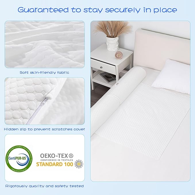 YIHATA Bed Rail for Toddlers Foldable Bed Bumper with Flap 2 Pack Toddler Bed Rails Portable Bed Rails for Toddlers with Non-Slip Machine Washable Cover Toddler Bed Rails for Kids Twin Bed