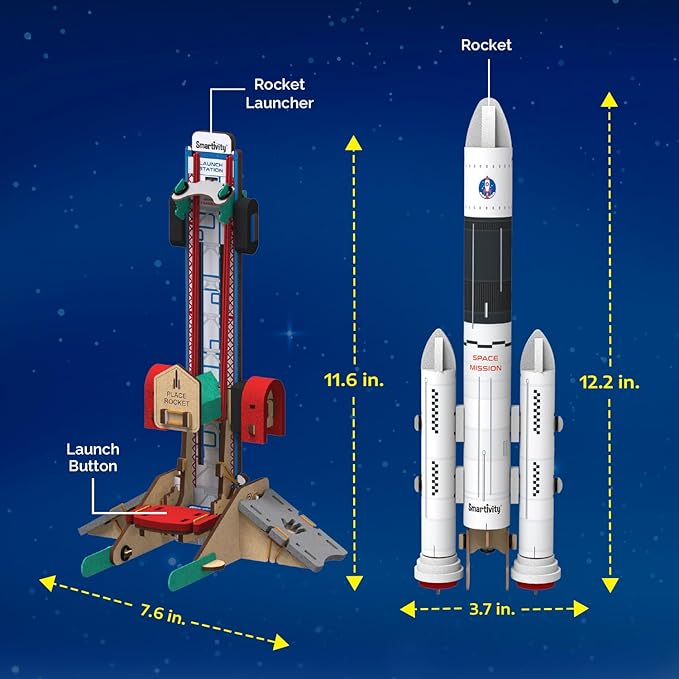 Smartivity Rocket Launcher STEM Kit for Kids 6,7,8,9,10,11,12 Years Old | Build Your Own Rocket and Launcher | Birthday Gift for Smart Kids | DIY Science Toy for Boys & Girls 6-12 Years