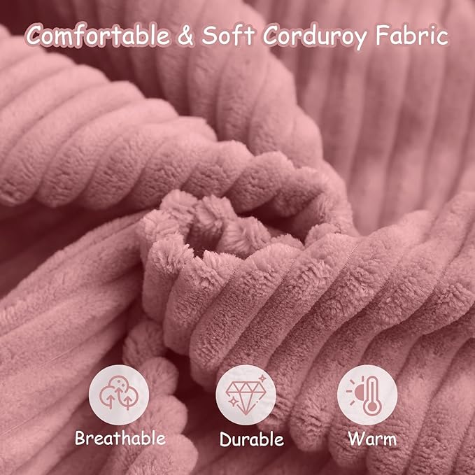 COMAX Kids Bean Bag Chair Turn into Beanbag Bed, Toddler Bean Chair Corduroy for Girl Boy Sleeping, Lazy Children Bean Bags with Filler, Convertible Child Floor Mattress, Light Pink