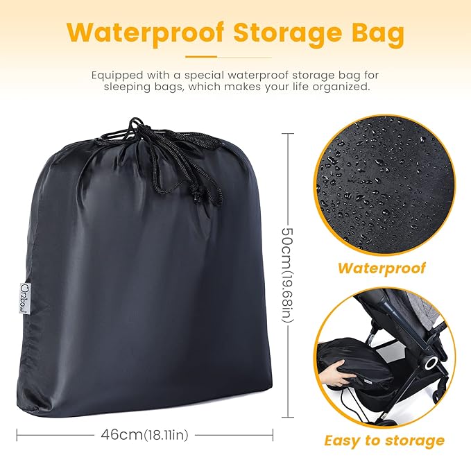 Orzbow Warm Bunting Bag Universal,Stroller Sleeping Bag Cold Weather,Waterproof Toddler Footmuff(Blue,Large)