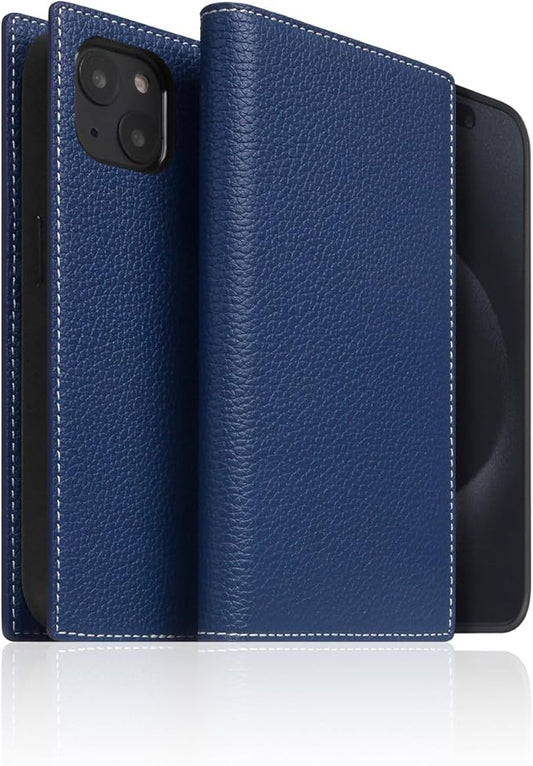 D8 Full Grain Leather Wallet Case for iPhone 15 Plus - [2-in-1] Handcrafted Detachable Diary Style with Magnetic MagSafe Back Cover, Gift Box Included (Navy Blue)