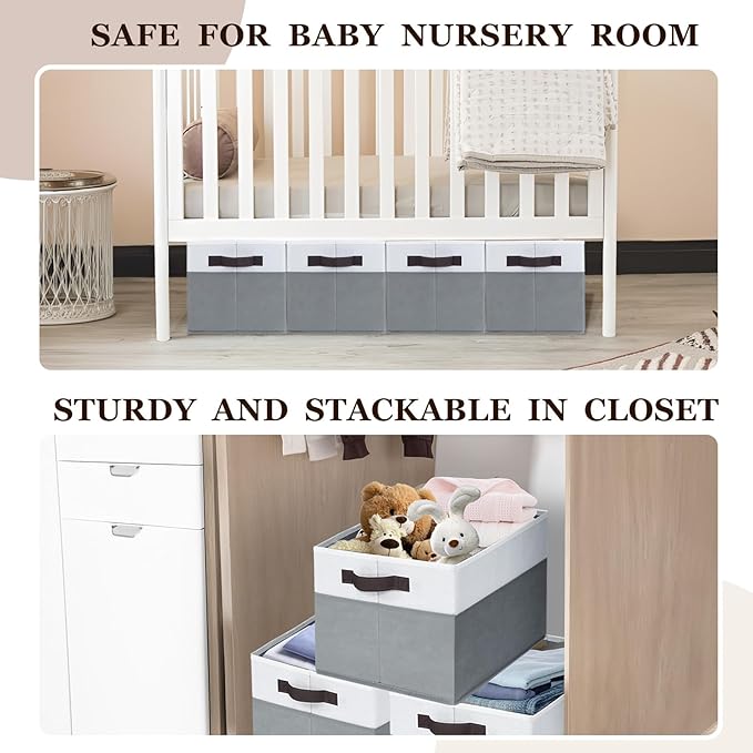 Criusia Large Storage Baskets 8 Pack Versatile Fabric Storage Bins for Closet Cabinet Wardrobe Nursery Pantry | Nursery Organizer Bins for Baby Diaper Toys Clothes | Housewarming Mothers Day Gift