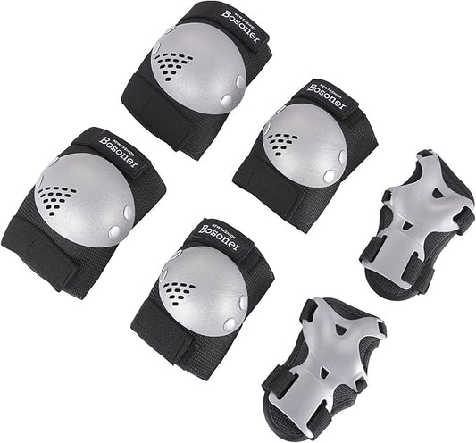 BOSONER Kids/Youth Knee Pads Elbow Pads Wrist Guards Set for 3-15 Years, Child Protective Gear Set for Roller Skates, Cycling, BMX Bike, Skateboard, Inline Skating, Scooter Riding Sports…