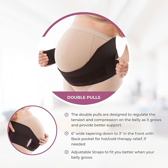Gabrialla Made in USA Pregnancy Belly Band, Soft & Breathable Maternity Belly Band – Pregnancy Belt for Back, Pelvic & Waist