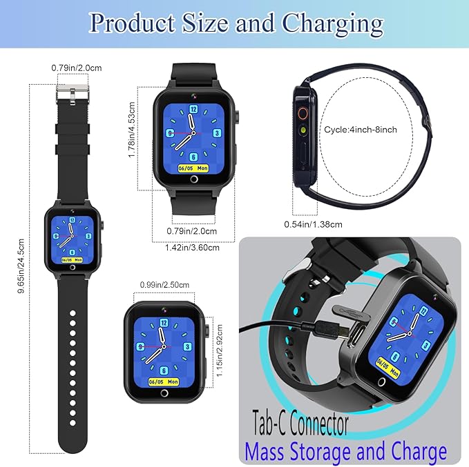 Goodatech Smart Watch for Kids 4-12 Years Boys Girls, 26 Puzzle Games,Camera,Video Music Player,Pedometer,Flashlight,Alarm Clock, Learning Education Toys Gifts (Blue)