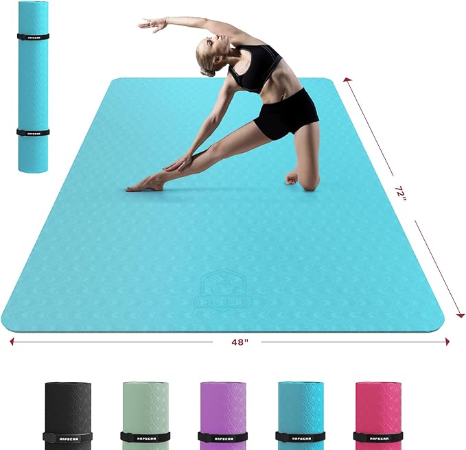 HAPBEAR Extra Large Yoga Mat - 72"x48"/78"x54", 1/4" & 1/3" Thick, Non-Slip, Durable, Eco-Friendly, Wide Exercise Mat for Home Workouts, Yoga, Pilates, Stretching, Meditation (Barefoot Exercise)