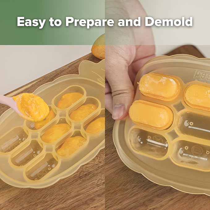 Haakaa Silicone Nibble Freezer Tray -Breastmilk Teething Popsicle Mold - Baby Fruit Food Feeder Teether Tray - Baby Food Maker - Ice Cube Tray - 4 Months+ Babies - BPA Free -Banana