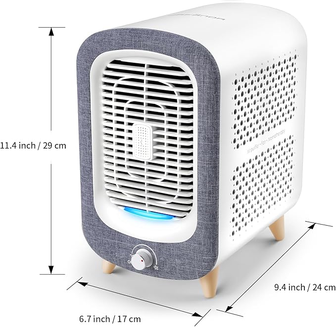 Jafanda Air Purifier for Home Bedroom 780sq ft, HEPA & Activated Carbon, Air Cleaner with Fragrance Sponge & Nightlight for Smoke, Allergies, Dust, Odor, VOC, Pet Dander, Pollen, Office, Desktop,Grey