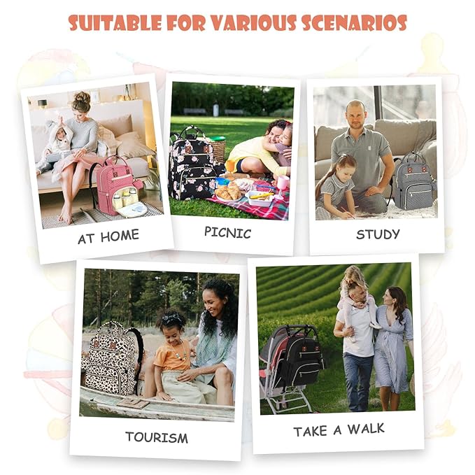 Baby Diaper Bag Backpack, Travel Diaper Bags for Babys Girl Boy Large Capacity Baby Bag Backpack for Women Pink