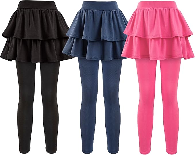 Girls School Uniform Pants Leggings with Skirts Stretch Warm Jegging 4-12 Years