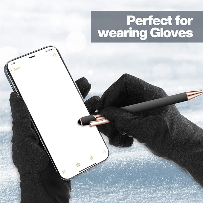 8 Pieces Ballpoint Pen with Stylus Tip Black Ink 2 in 1 Stylus Metal 1.0 mm Medium Point Smooth Pen Rainbow Colorful Rubberized Ballpoint for Touch Screen Tablet(Gray)