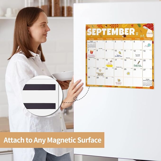 2025-2026 Magnetic Fridge Calendar 18 Monthly Magnetic Calendar for Refrigerator 2025-2026 Wall Calendar Planner Runs from February 2025 Until July 2026 Easy Organizing Markers Tearable (Festive)