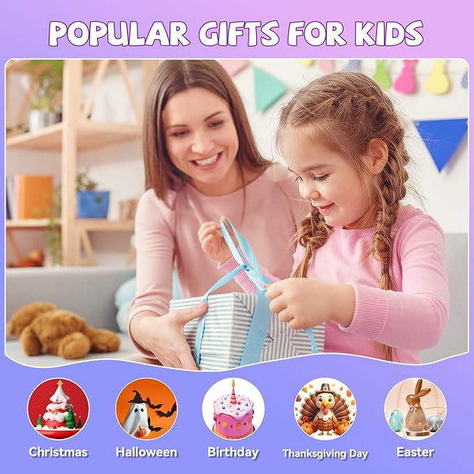 【2025 Newest】 Mini Karaoke Machine for Kids Girls & Boys - Portable Bluetooth Speaker with 2 Wireless Microphones - Kids Birthday Gifts for Ages 4-10 - Kids' Instrument Accessories - Space Gray