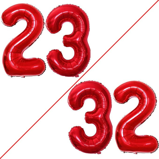 GOER Number 23 Balloons for 23rd Birthday Party Decorations,42 Inch Jumbo Foil Helium 32 Balloons for 32nd Birthday Party Decoration (Red)