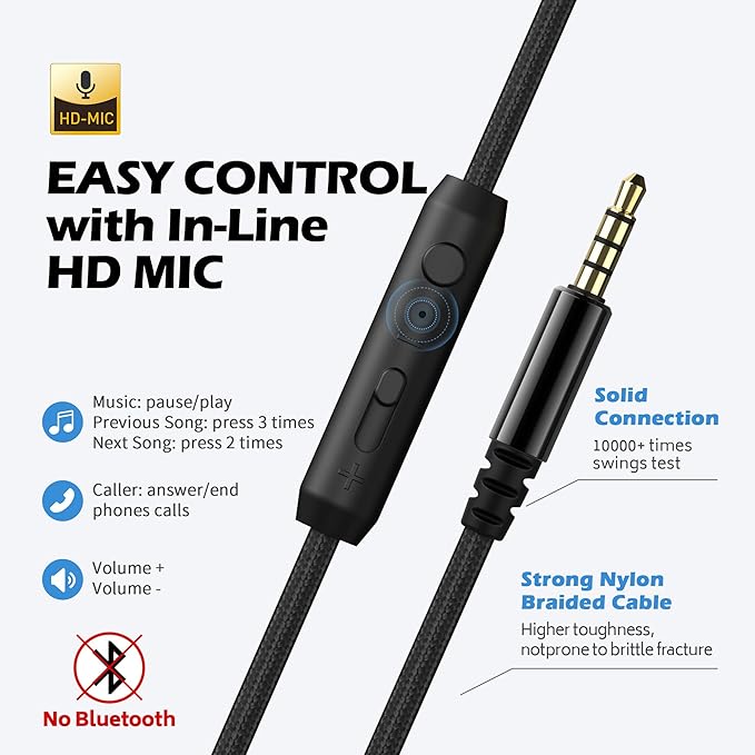 AILIHEN C8 Headphones Wired, On-Ear Kids Headphones with Microphone and Volume Control Foldable Corded Stereo 3.5mm Headset for School Teens Smartphones Chromebook Laptop Tablets Travel (Black Blue)