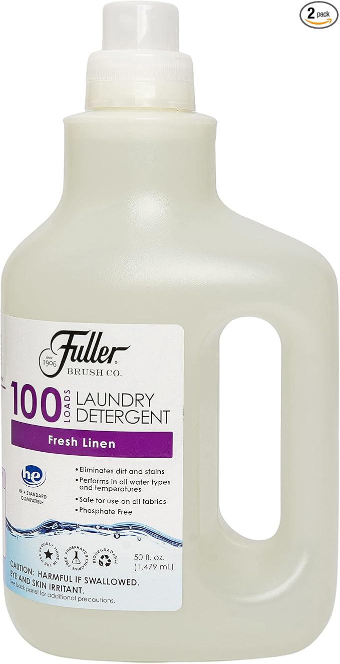 Fuller Brush 100 Laundry Detergent - Fresh Linen Scent, Skin & Color Safe Fabric Cleaner For Washing Infant/Baby Clothes, Sheets & Delicate Cloth (Pack of 2)