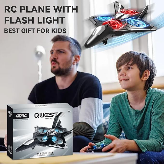 4DRC V31 Foam RC Planes Remote Control Airplanes for Kids Adults 4-7 8-16, Remote Control Planes Fighter Jet with Light, 360° Flip Fighter Jet Toy, Gravity Sensing, Stunt Roll, Gifts for Kids Boys