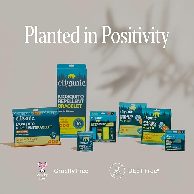 Cliganic Mosquito Repellent Stickers (90 Pack) - Patches for Kids & Adults, Natural DEET-Free, Citronella Essential Oil Infused