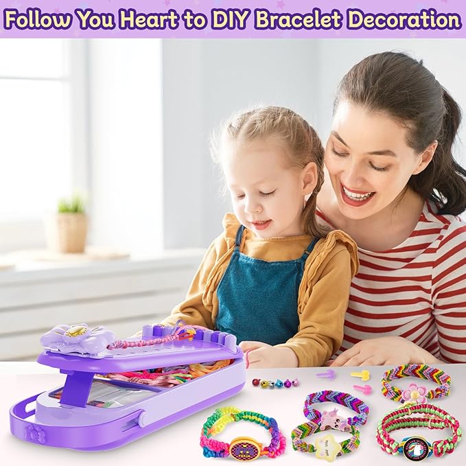 Friendship Bracelet Making Kit for Girls - DIY Bracelets Maker Art and Craft Kits for Kids - Jewelry String braiding Set Toys for Age 6 7 8 9 10 11 12 Year Old Girl Christmas Birthday Gifts - Purple