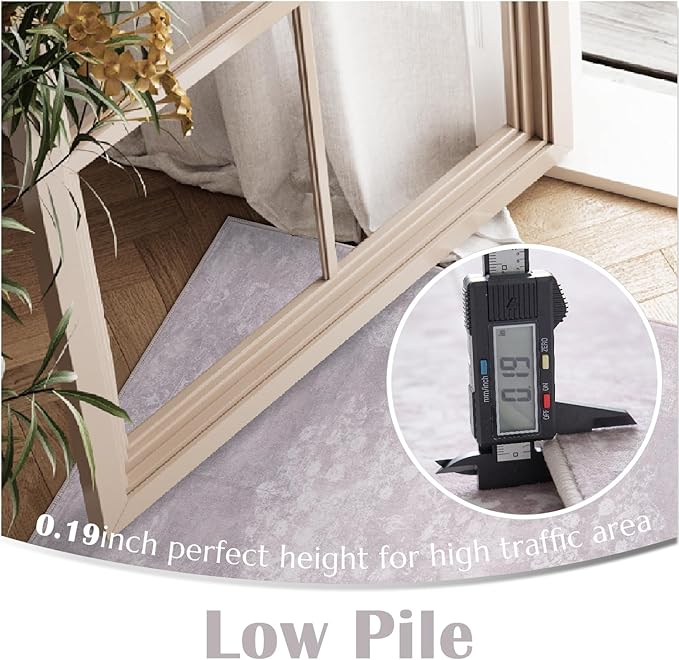 jinchan Vintage Floral 4x6 Area Rugs - Machine Washable Distressed Design Soft Ultra-Thin Low-Pile Non-Slip Carpet for Entryway Kitchen Bedroom Nursery Living Room Dining Room (4x6ft,Orchid)