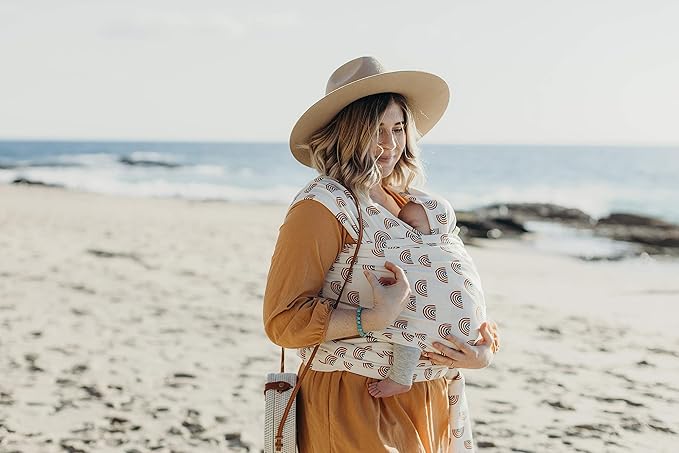 Boba Baby Wrap Carrier – Original Baby Sling Carrier for Newborns (7–35 lbs), Soft, Secure, Hands-Free & Ergonomic, Ideal for Comfortable Bonding, New Parents (Serenity Rainbow)
