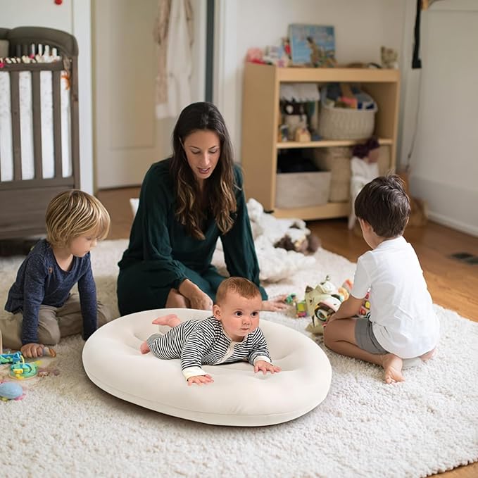 Baby Lounger for Newborn: Portable & Lightweight Pillow for Tummy Time Playtime & Diaper Changes - Skin-Friendly & Breathable for 0-12 Month Supervised Use