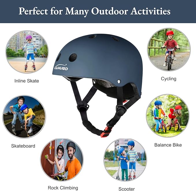 KAMUGO Kids Bike Helmet,Toddler Helmet Adjustable Kids Bicycle Helmet Girls Or Boys Ages 2-8/8-14 Years Old Multi-Sports for Cycling Skateboard Scooter