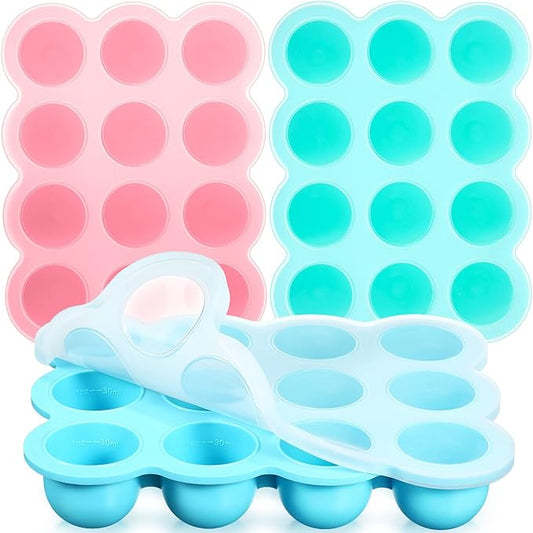 3 Pcs Baby Food Storage Container 12 Cup Silicone Baby Food Freezer Tray with Lid Stackable Reusable Silicone Freezer Tray for Food Vegetable Fruit Puree and Breast Milk(Multicolor)