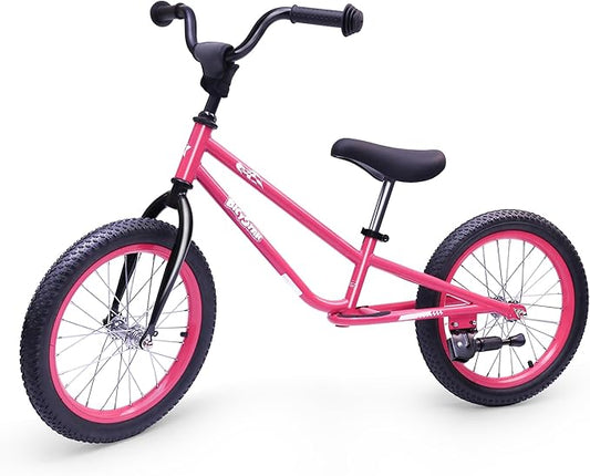 16 Inch Kids Balance Bike for 5-8 Year Old, BMX Kids Bike with No Pedals, Air Rubber Tires, Footrests, Adjustable Height for Big Kids, Boys, Girls