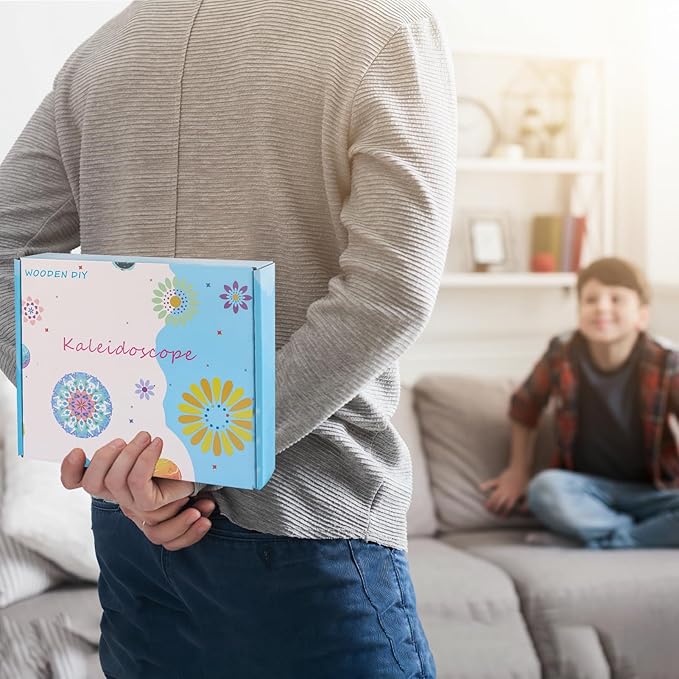 2PCS Natural DIY Kaleidoscope Kit, Outdoor Classic Handmade Education Toys, Magic Wooden Rotating Kaleidoscope Making Set, Best Gift for Nature Lovers (2 Pcs Planets)