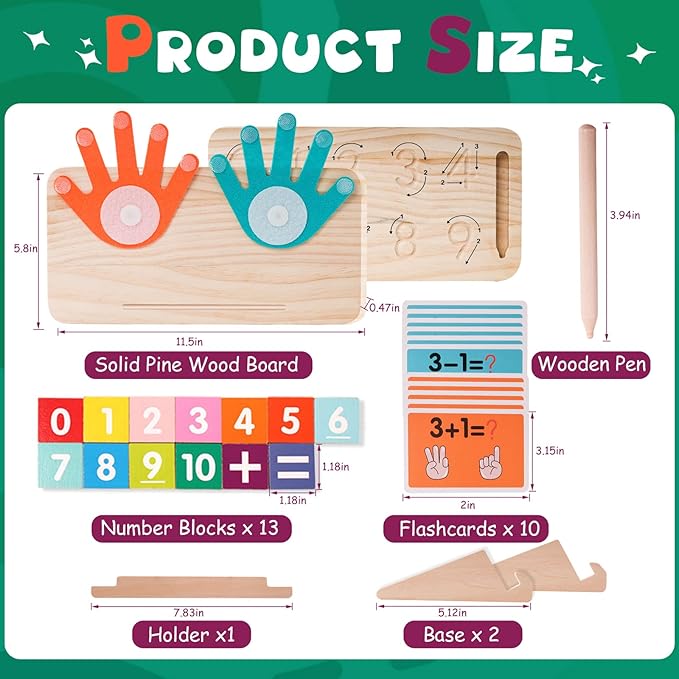 Hirger Preschool Learning Toys for Toddlers 2-4, Educational Math Manipulatives Number Counting Blocks for Kids, Montessori Toy for Boys Girls Age 2+ Birthday Gifts