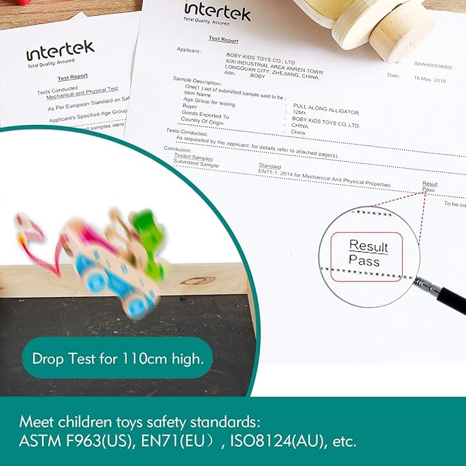 Baby Gift Wooden Toddler Pull Toy, Crocodile Drum Tapping Children's Toy, Baby dragging and Learning to Walk, Rope Traction Rope Crawling for Toddlers Ages 1+