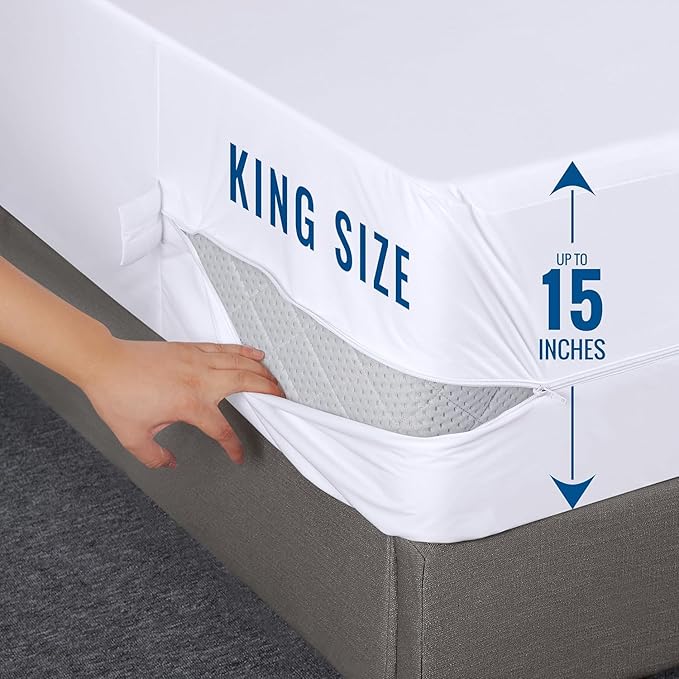 Utopia Bedding Zippered Mattress Encasement King Size (Pack of 4), 100% Waterproof, Dust Mite and Bed Bug Proof Mattress Protector, Absorbent 6-Sided Mattress Cover