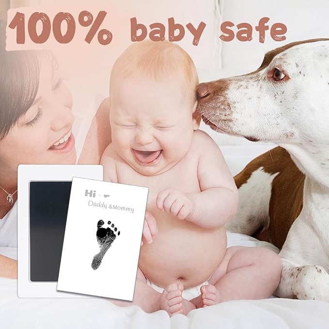 Inkless Baby Hand and Footprint Kit,Clean-Touch Ink Pad Kit,Safe No Mess Printing Infant Hand Foot Stamp,4 Pack Newborn Inkless Print Pads Best Keepsake or Gifts for Family