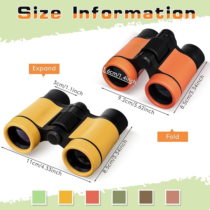 12 Pack Kid Binoculars Shockproof Mini Compact Binoculars Toys for Girls Boys Small Folding Telescope for Bird Watching Educational Learning Camping Birthday Gifts